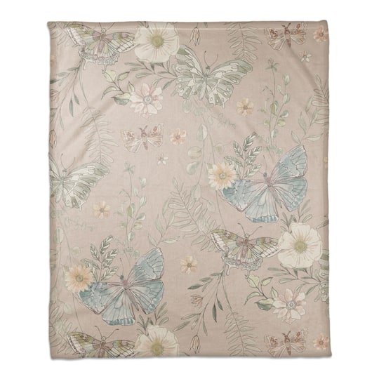 Butterflies Coral Fleece Blanket